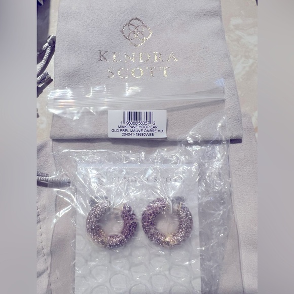 BNIB Kendra Scott Mikki Gold Pave Purple Mauve Ombré Mix Necklace and Earrings - Picture 4 of 12